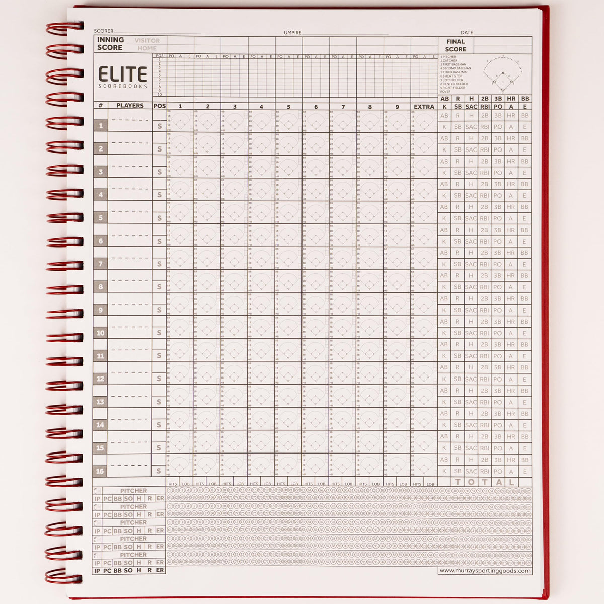Murray Sporting Goods Elite Clipboards Premium Baseball/Softball Scorebook - 60 Games | Stats Score Keeper Book for Adult & Youth Baseball/Softball
