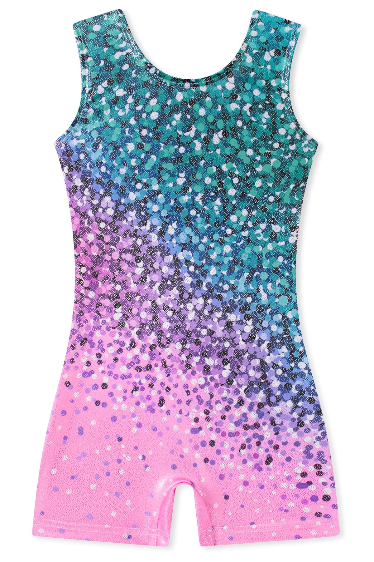 Funnycokid Gymnastics Leotards for Girls Dance Clothes Sparkly Outfits Unitard with Shorts, diamond 02, 7-8 Years