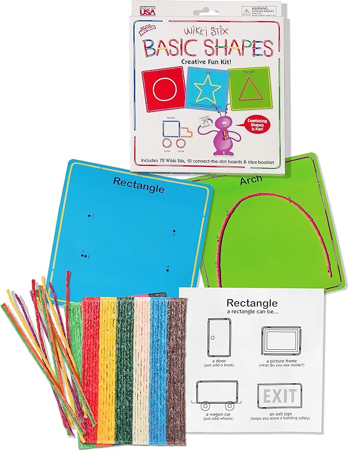WikkiStix Early Learning Trio, Alphabet, Numbers and Shapes for Easy, Fun Preschool Learning, Made in The USA