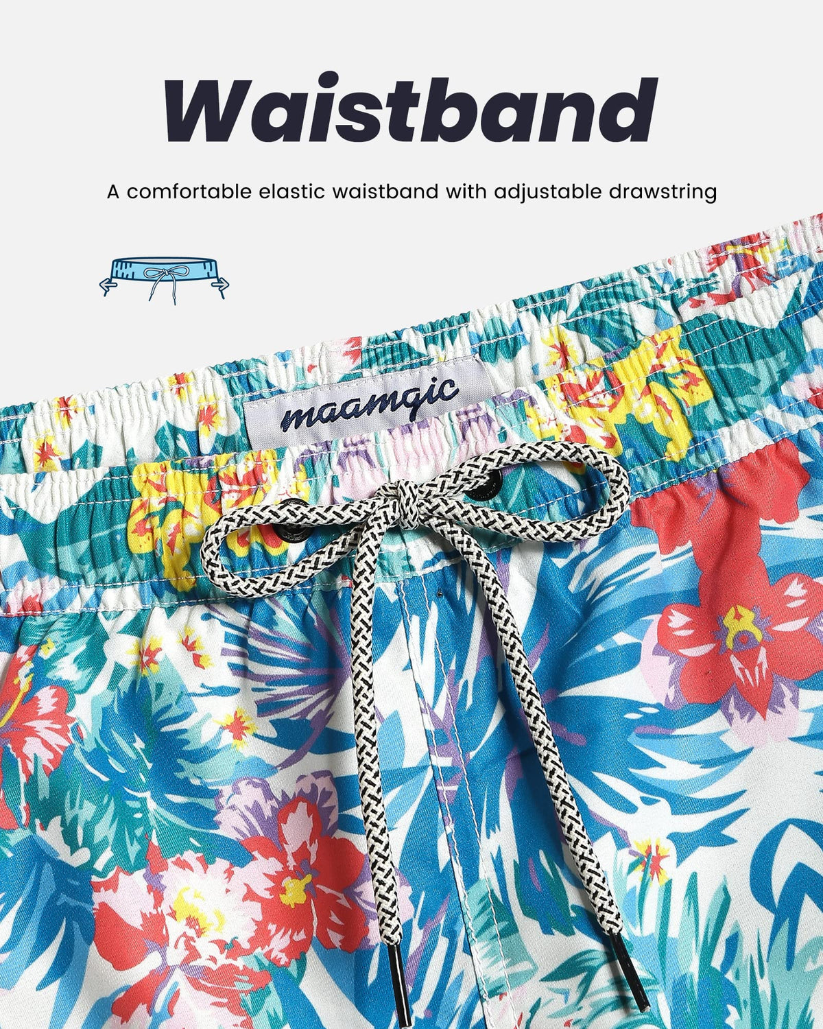 maamgic Mens Swim Trunks Quick Dry Swim Shorts with Mesh Lining Funny Swimwear Bathing Suits 7inch Hawaii Floral X-Small