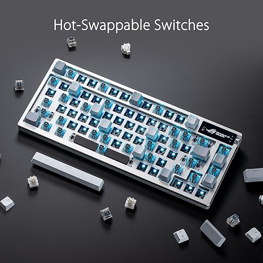 ASUS ROG Azoth Wireless Mechanical Gaming Keyboard – 75% TKL, Tri-Mode Connectivity, Hot Swappable Pre-lubed ROG NX Snow Linear Switches, PBT Keycaps, RGB, OLED Display, PC/Mac Support - White