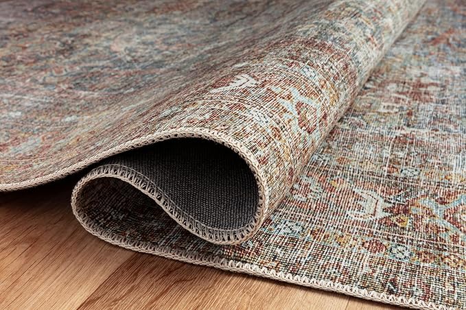Loloi Chris Loves Julia Jules Collection JUL-05 Lagoon/Brick 2'-6'' x 12'-0'', .13" Pile Height, Runner Rug
