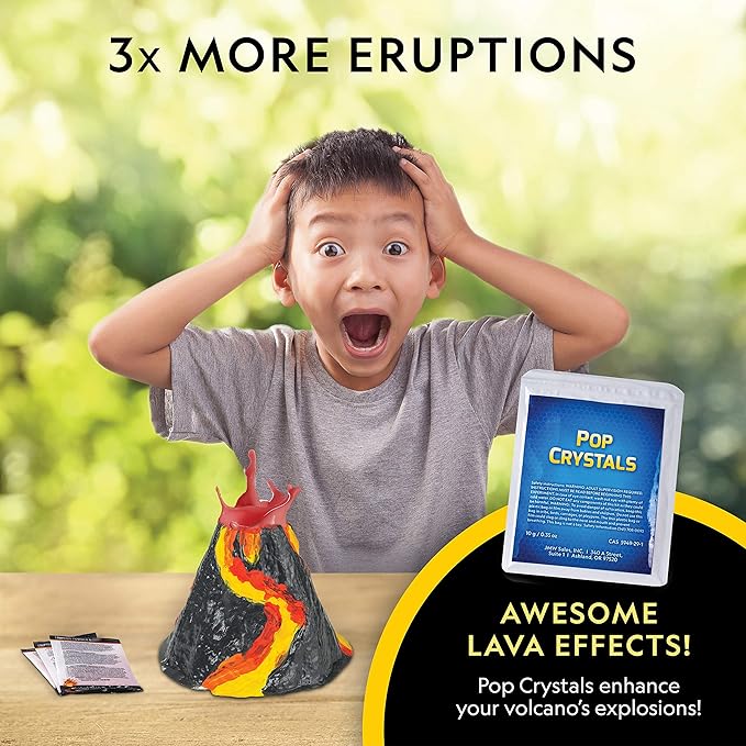 National Geographic Ultimate Volcano Kit – Erupting Volcano Science Kit for Kids, 3X More Eruptions, Pop Crystals Create Exciting Sounds, STEM Science & Educational Toys (Amazon Exclusive)