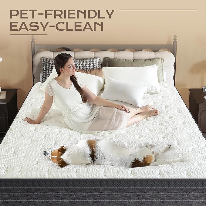 Hybrid Mattress King Size, 14 Inch Medium Firm Cool Memory Foam for Pressure Relief, Motion Control & No-Sink Edge Support, Bed in a Box, Best for Seniors & Heavy Sleepers