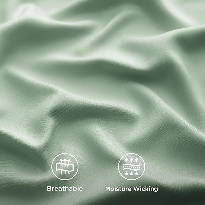 Bedsure California King Sheet Sets, Cooling Sheets, Rayon Derived from Bamboo, Breathable & Soft, Deep Pocket Up to 16 Inches, Hotel Luxury Silky Bedding for Hot Sleepers, Sage Green