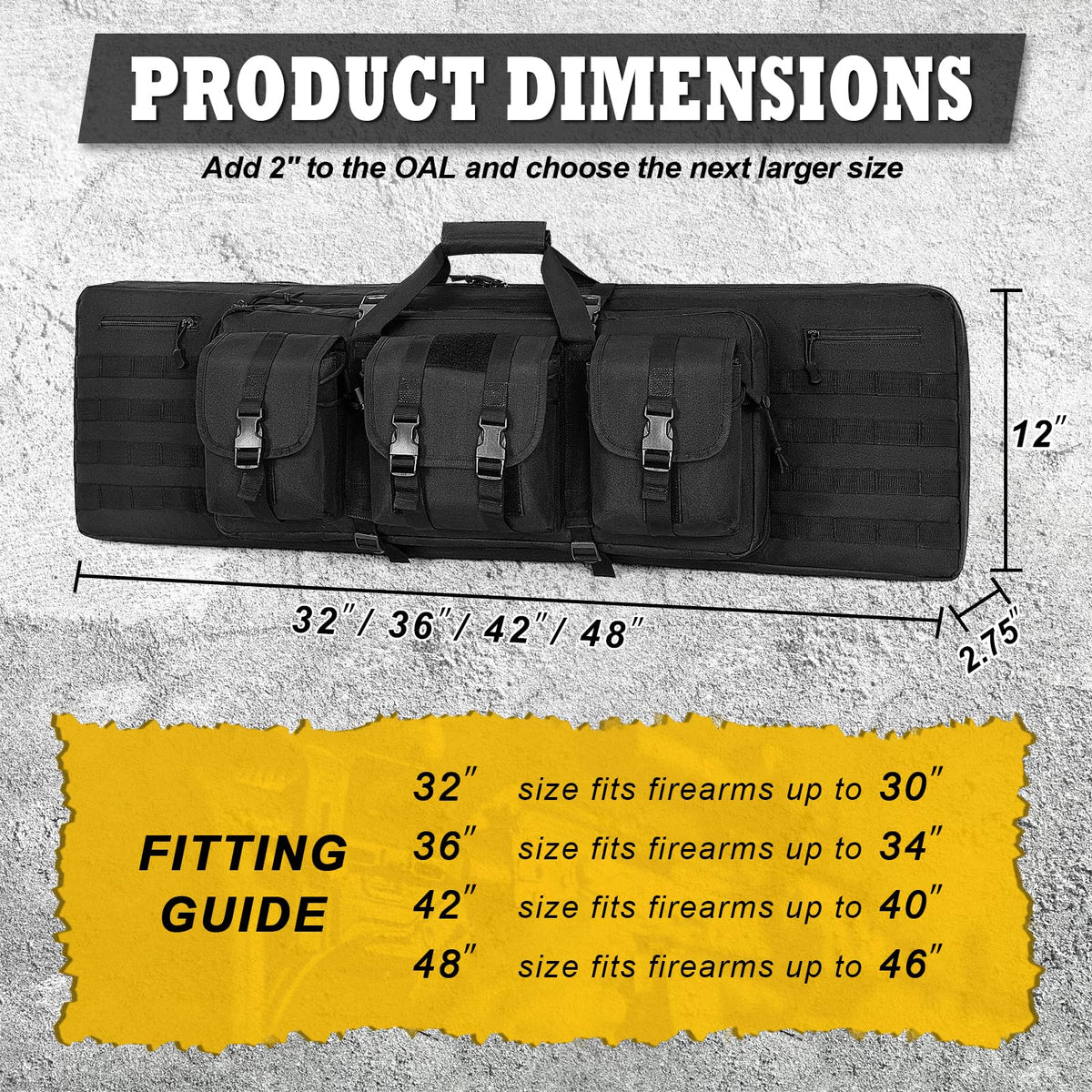 DULCE DOM Double Rifle Case, Soft Tactical Backpack for Hunting Shooting Range, Dual Storage Gun Bag for 2 Rifles & Pistols with Lockable Zippers & MOLLE System(Black, 42", Stowaway Backpack Straps)