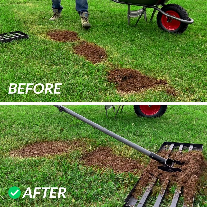 Walensee Large Lawn Leveling Rake, 45"x10" Heavy Duty Lawn Leveler Tool with 7FT Steel Handle, Levelawn Landscape Rake for Topdressing, Soil, Sand, Dirt, Large Yard, Garden, Golf Course