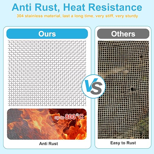 16 Pcs 13x9 20 Mesh 304 Stainless Steel Wire Mesh Sheet, Rustproof Metal Mesh