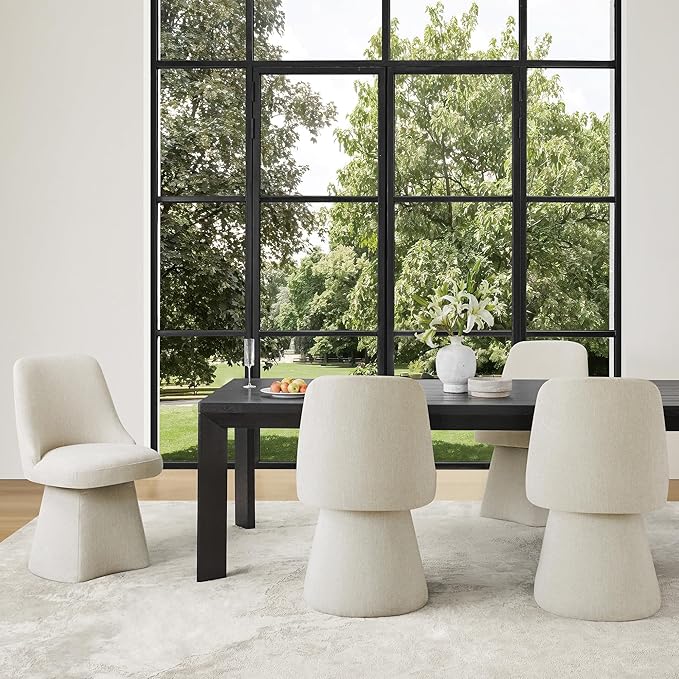 Swivel Dining Chairs Set of 1, Upholstered Mid Century Modern Deskchair with High Back, Linen Fabric Kitchen Chairs for Dining Room, Bedroom, Dressing Room, Linen