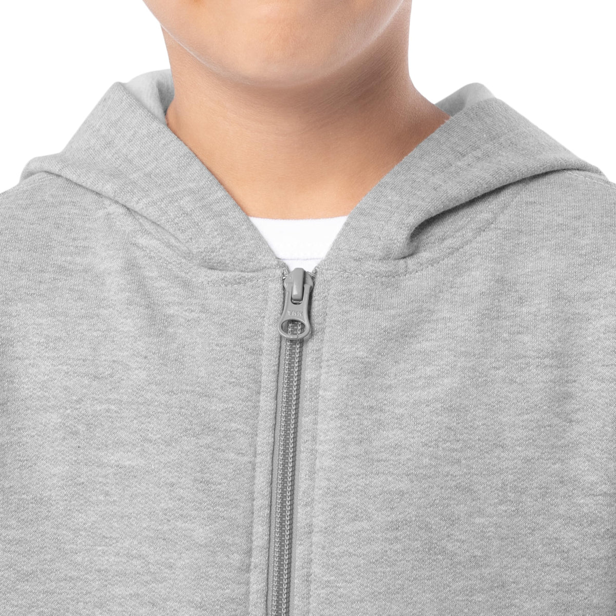 Fruit of the Loom Unisex Kids Fleece Full Zip Hoodie Sweatshirt, Light Grey Heather, Large