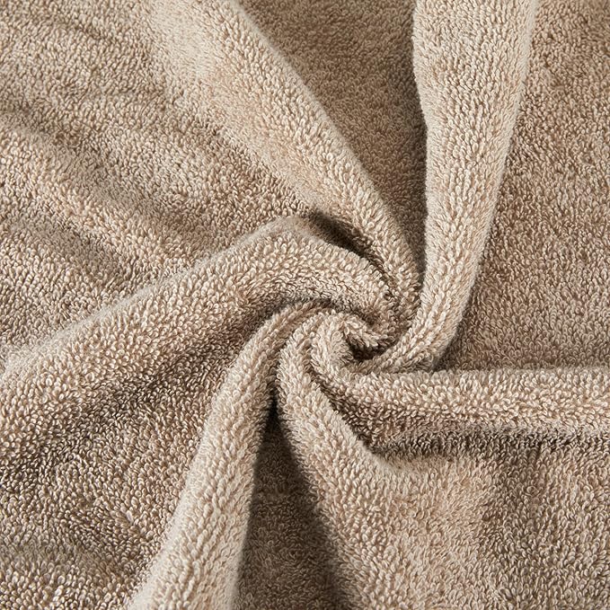 Amazon Basics Fade-Resistant 100% Cotton Washcloth, 12 Pack, 12"x12", Taupe