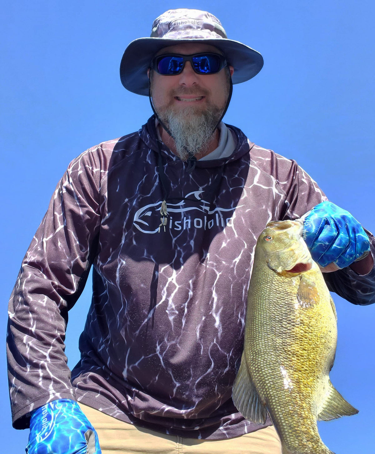 Fishoholic Fishing Hat - UPF50+ Sun Protection Wide Brim Bucket Hat with Straps
