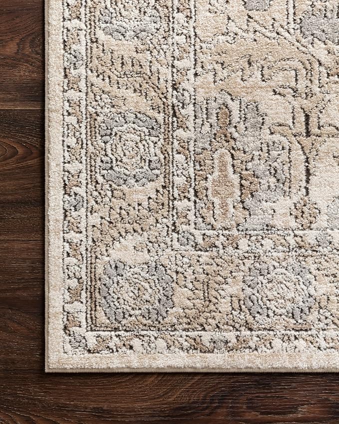 Loloi Teagan Collection TEA-03 Ivory/Sand 5'-3" x 7'-6" Area Rug, Large, Soft Neutral Rug, High-Traffic for Living Room, Bedroom, Home Office, Dining Area