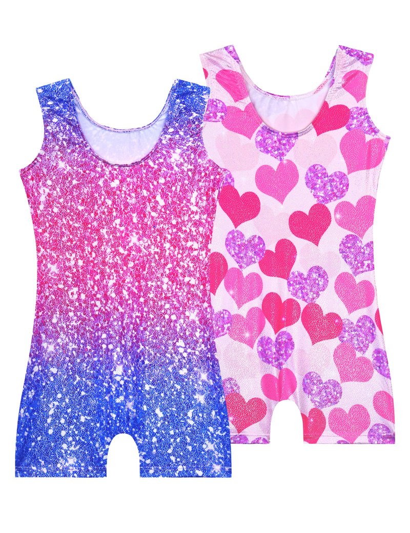 Nokecina Girls Gymnastics Leotards Size 9-10 Years Old Shiny Purple Pink Practice Tank Athletic Bodysuits