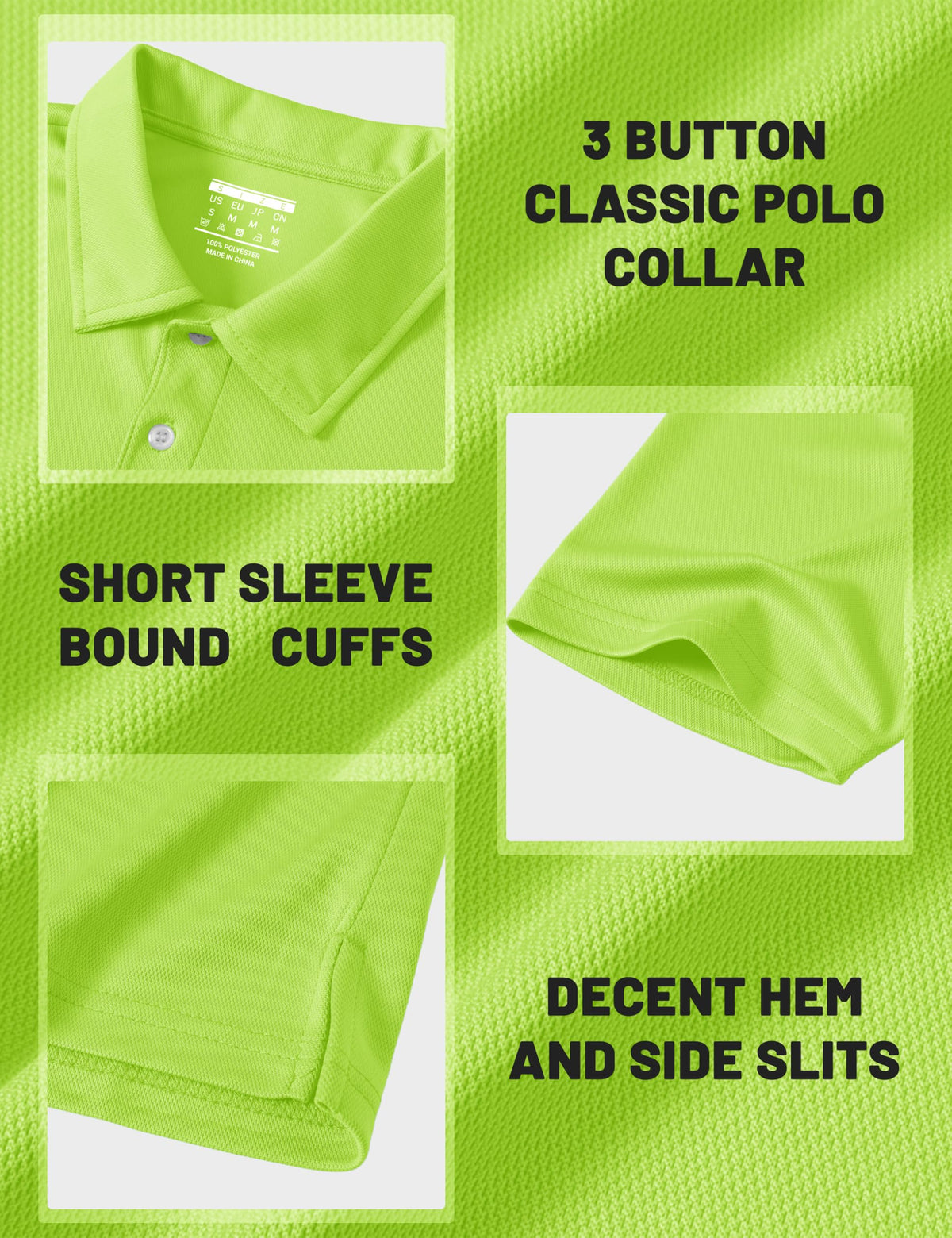 MAGCOMSEN Polo Shirts for Men Dry Fit Lightweight Active Golf Polos Short Sleeve Moisture Wicking Collared Shirt Fluorescent Green