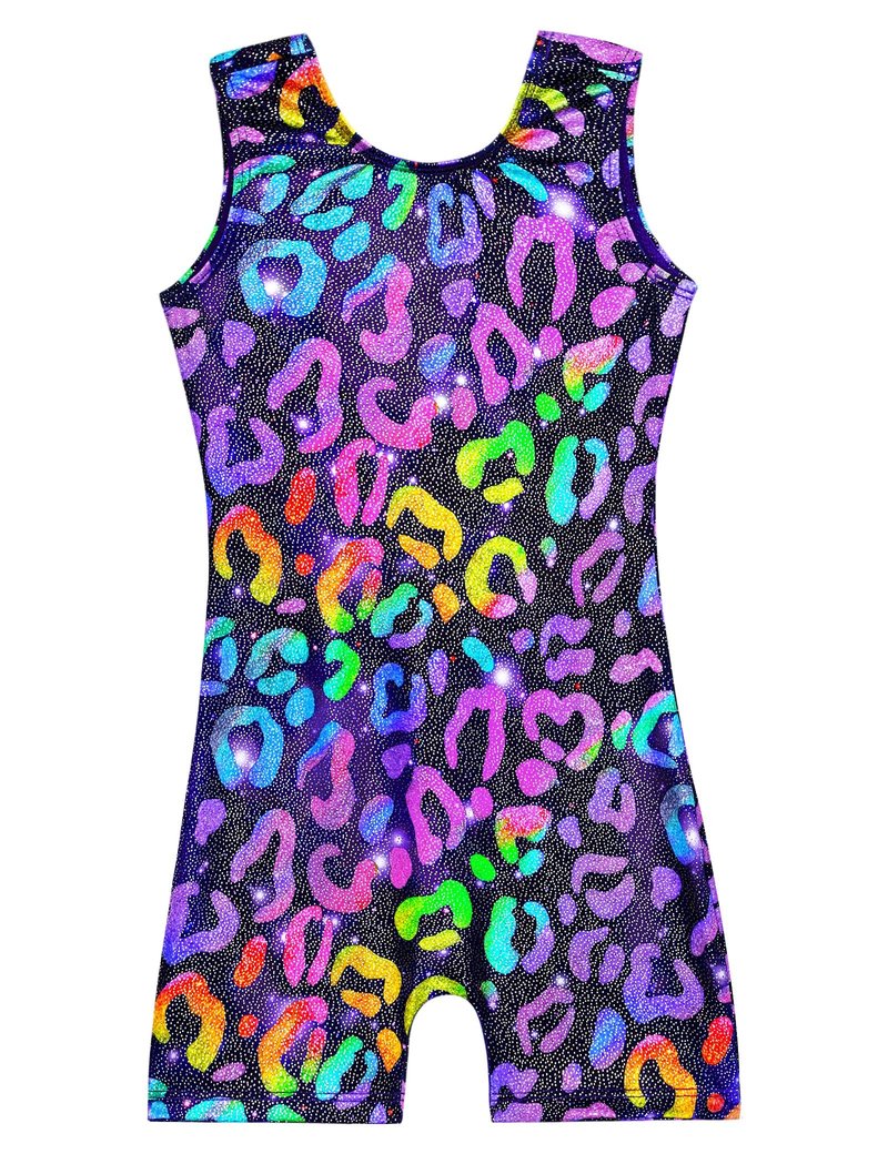 Domusgo Girls Gymnastics Leotards Size 2t 3t One Piece Sleeveless Gold Leopard Tumbling Outfits
