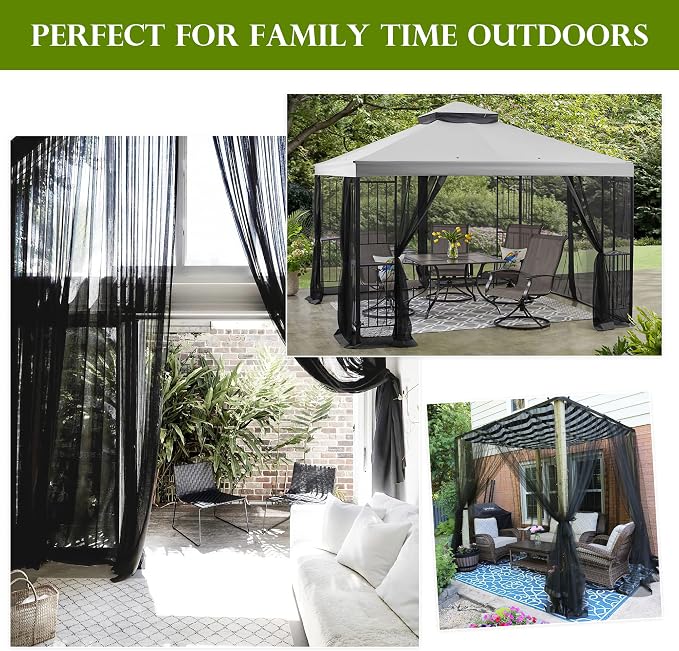 RYB HOME 2 Panels Porch Screen Mesh Outdoor Curtains Lightweight Mosquito