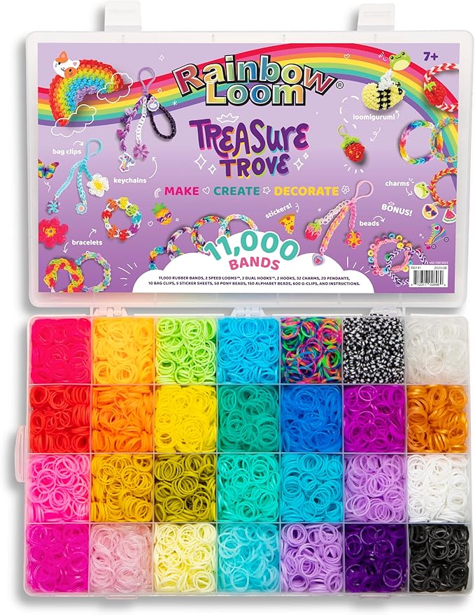 Rainbow Loom: Treasure Trove - DIY Rubber Band Bracelet Craft Kit with Case - 11,000 Loom Bands & Accessories, Design & Create, Ages 7+ Amazon Exclusive