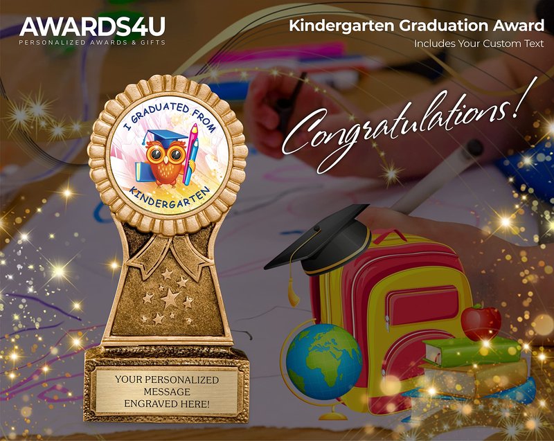 Kindergarten Graduation Trophy | Award for Graduating Prek | Personalized Engraving Included | Customized Awards for Your Kindergartner or Pre-K Student