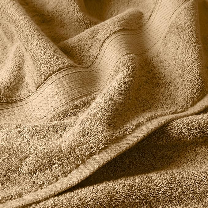 Superior Egyptian Cotton Pile 6 Piece Towel Set, Includes 2 Bath, 2 Hand, 2 Face Towels/Washcloths, Ultra Soft Luxury Towels, Thick Plush Essentials, Guest Bath, Spa, Hotel Bathroom, Toast