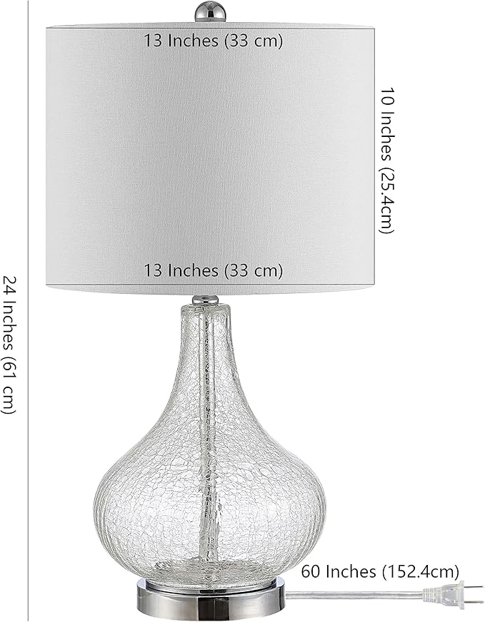 SAFAVIEH Lighting Collection – Brooks Modern Clear Glass 24-Inch Table Lamp, LED Bulb Included, Bedroom Living Room Home Office Nightstand Desk (TBL4254C)