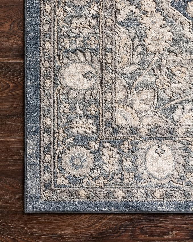 Loloi Teagan Collection TEA-01 Denim/Mist 7'-11" x 10'-6" Area Rug, Large, Soft Neutral Rug, High-Traffic for Living Room, Bedroom, Home Office, Dining Area