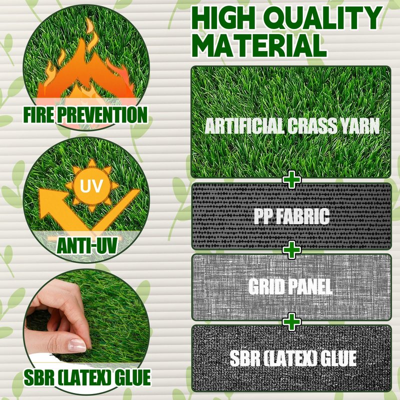 Gandeer 6 Pcs Golf Artificial Grass Mat Placemats for Golf Party Decorations Centerpieces for Table Green Fake Grass Tiles Placemats Birthday Party Decorations for Wedding Baby Shower