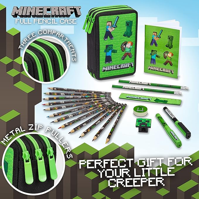 Minecraft Kids Pencil Case Stationery Pens Colored Pencils Notebook School Supplies Gamer Gifts for Boys