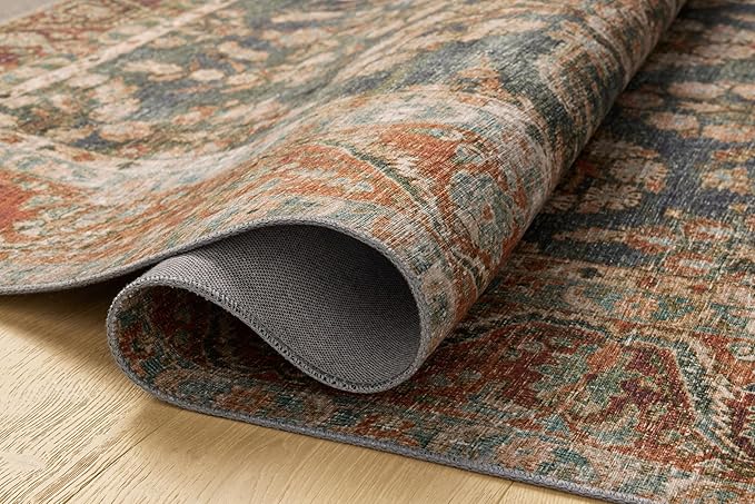 Loloi Chris Loves Julia Jules Collection JUL-10 Ocean/Spice 8'-6" x 11'-6", .13" Pile Height, Area Rug