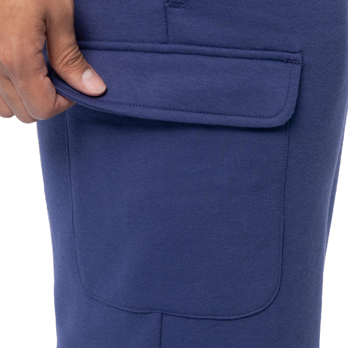 Fruit of the Loom Men’s Fleece Cargo Shorts, Deep Cobalt, Large