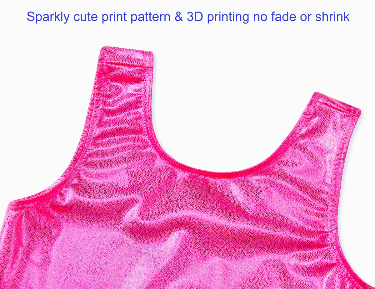 Domusgo Girls Gymnastics Leotard Size 5-6 Years Old Kids Dance Unitard Rose Workout Bodysuits Gym Shiny Tank Activewear