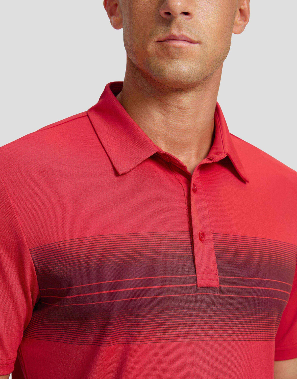 Men's Golf Shirts Dry Fit Moisture Wicking Performance Short Sleeve Collared Polo Shirts for Casual Tennis Bussiness (Red Stripe, XL)