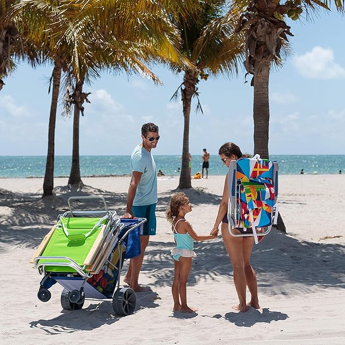 Rio Beach Wonder Wheeler Deluxe Utility, Lawn, and Beach Foldable Cart, Blue