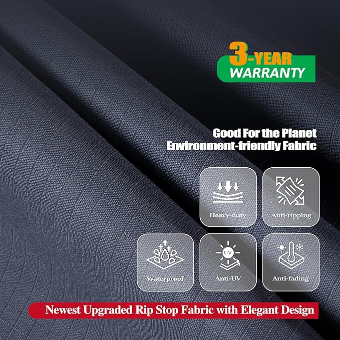 F&J Outdoors Patio Furniture Covers Waterproof Anti-UV Rip-stop Fabric Large Outdoor Furniture Cover, Grey, 108"Wx82"Dx27.5"H