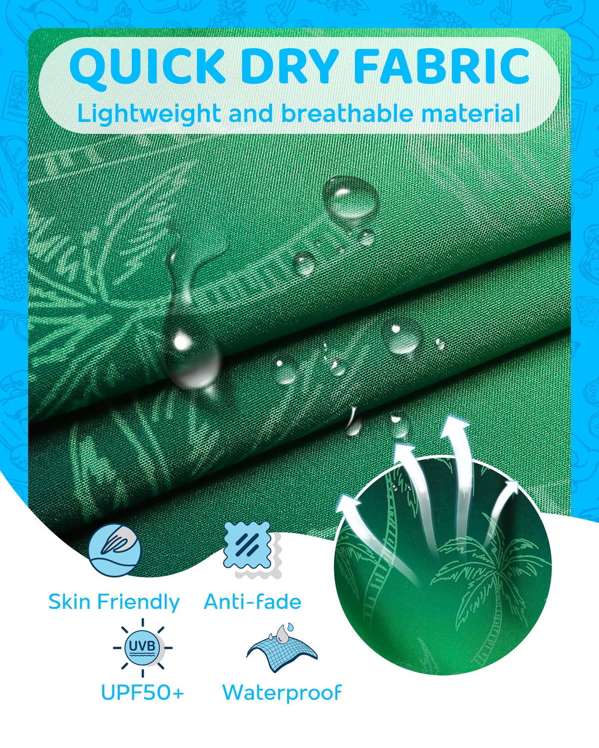 maamgic Boys Swim Trunks with Compression Liner 4-Way Stretch Quick Dry Bathing Suit Toddler Beach Shorts Green Coconut 8 Years