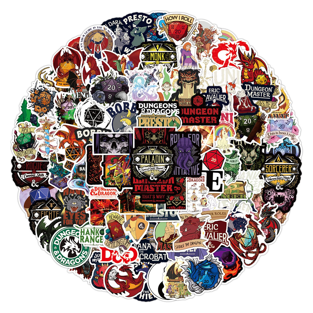 Dungeons and Dragons Stickers- 100Pcs Vinyl Waterproof Stickers for Teens, Gifts for Laptops, Car, Wall, Phone
