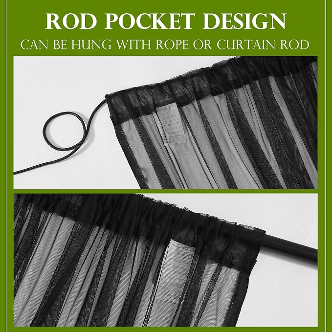 RYB HOME 2 Panels Porch Screen Mesh Outdoor Curtains Lightweight Mosquito