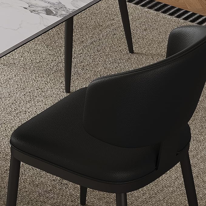 Dining Chairs Set of 2, Modern Faux Leather Dining Metal Legs for Living Kitchen Dining Room