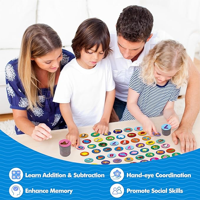 Math Games, Addition and Subtraction Games, 120 Round Cards Math Facts Counting Games Educational Learning Toy for Kindergarten 1st 2nd, Homeschool & Classroom, Ages 6+