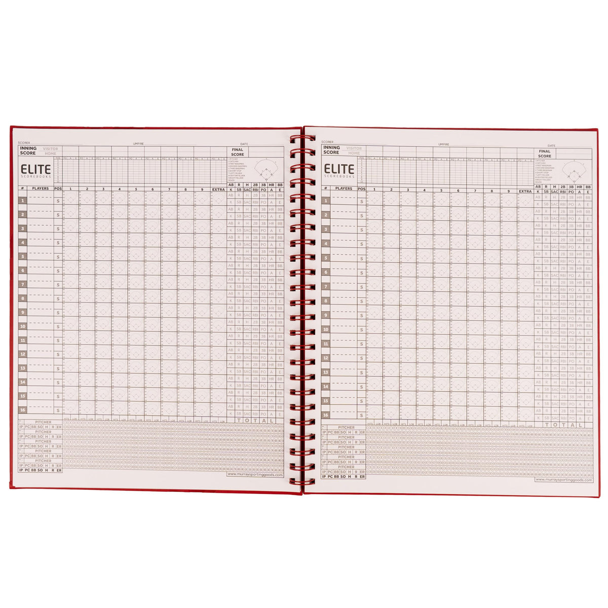Murray Sporting Goods Elite Clipboards Premium Baseball/Softball Scorebook - 60 Games | Stats Score Keeper Book for Adult & Youth Baseball/Softball