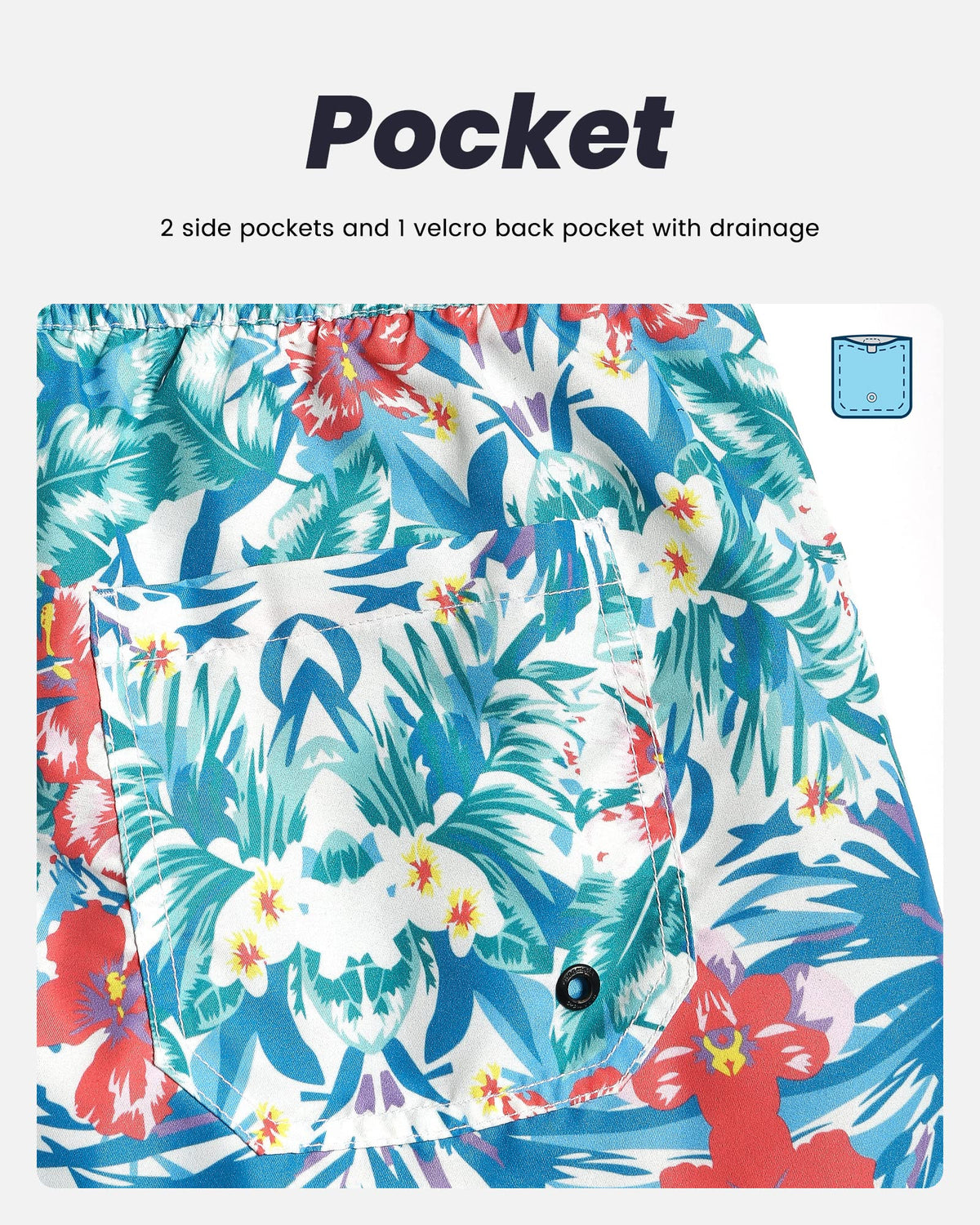 maamgic Mens Swim Trunks Quick Dry Swim Shorts with Mesh Lining Funny Swimwear Bathing Suits 7inch Hawaii Floral X-Small