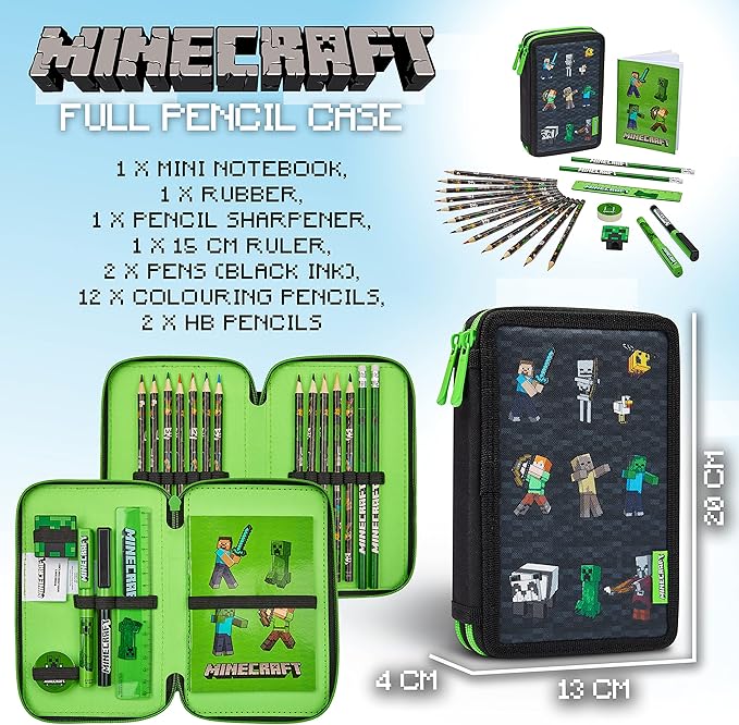 Minecraft Kids Pencil Case Stationery Pens Colored Pencils Notebook School Supplies Gamer Gifts for Boys