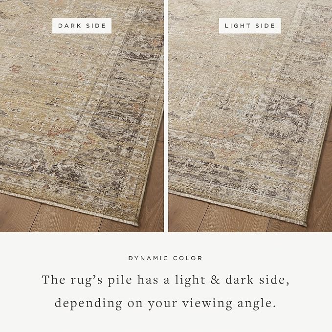 Loloi Magnolia Home by Joanna Gaines Millie Collection MIE-03 Gold/Charcoal 2'-7" x 8'-0", .25" Pile Height, Runner Rug