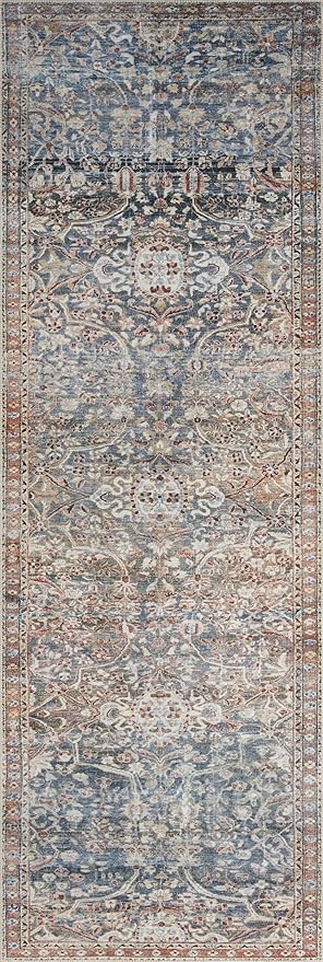 Loloi Chris Loves Julia Jules Collection JUL-06 Denim/Spice 7'-6'' x 9'-6'', .13" Pile Height, Area Rug