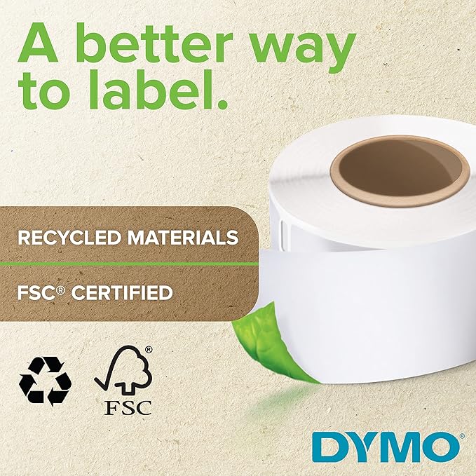 DYMO LW Durable Industrial Labels for LabelWriter Label Printers, White Poly, 1” x 1”, 2 Rolls of 850 (1700 Total)