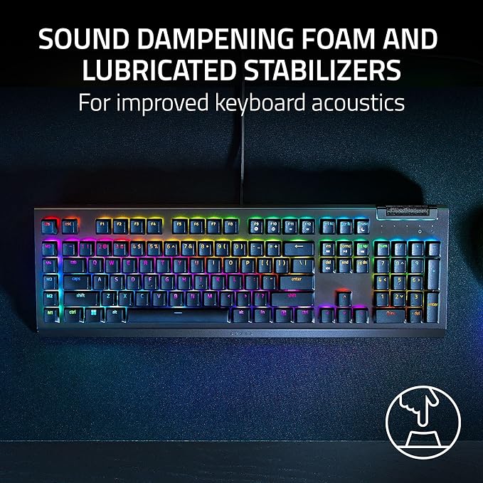 Razer BlackWidow V4 X - Mechanical Gaming Keyboard: Yellow Switches Linear & Silent - 6 Dedicated Macro Keys - Chroma RGB - Doubleshot ABS Keycaps - Media Controls - Sound Dampening & Stabilizers