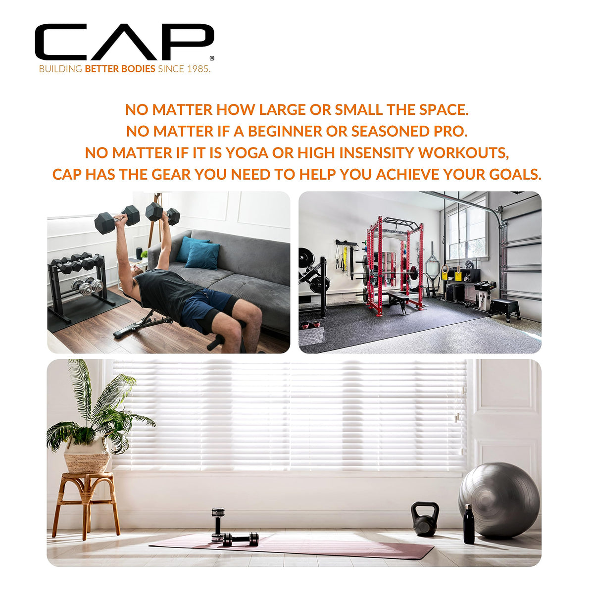 CAP 100 LB Rubber Coated Hex Dumbbell Weight, Rubber Free Weights for Home Gym Strength Training, Comfort Grip Handle, Pair