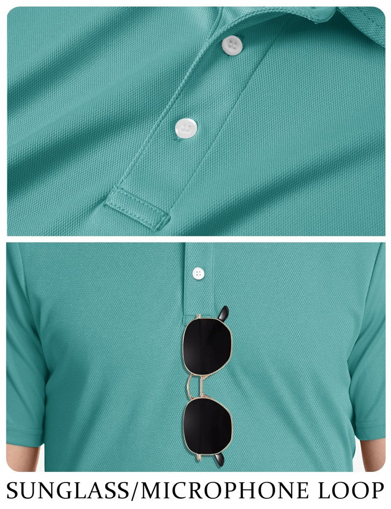 TACVASEN Mens Golf Shirt Dry Fit Mens Polo Shirts Short Sleeve Performance Golf Polos for Men with Collar Work Shirts Light Green, 3XL