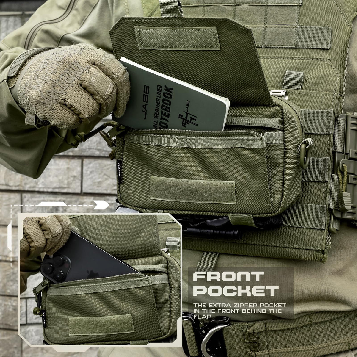 WYNEX Tactical Molle Admin Pouch,Tactical EDC Bag Utility Laser Cut EDC Tool Pouch Bag Annexes with American Flag