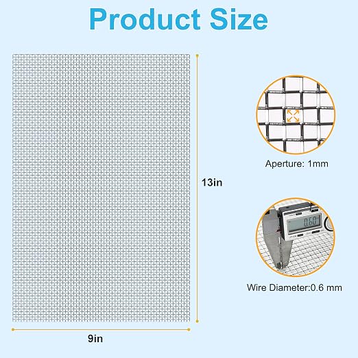4 Pcs 13x9 20 Mesh 304 Stainless Steel Wire Mesh Sheet, Rustproof Metal Mesh